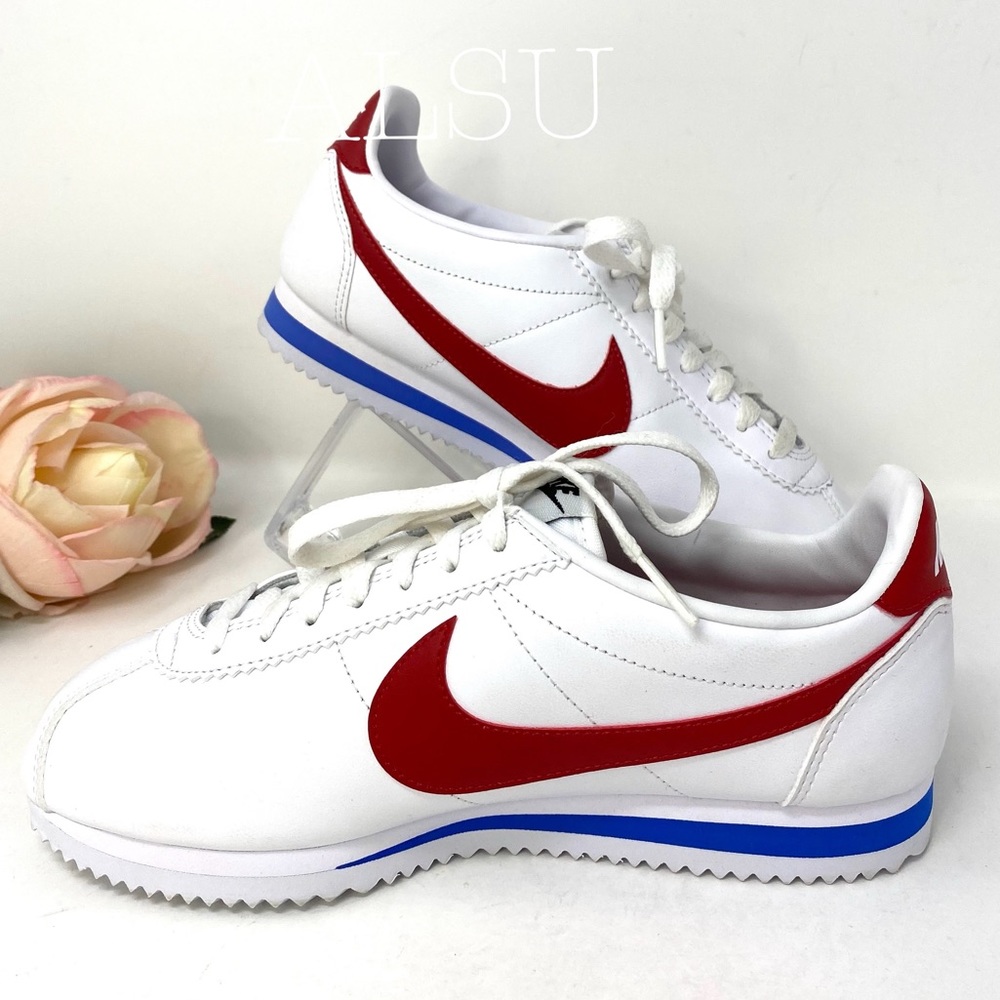 Nike Classic Cortez Leather White Red Blue W AUTHE - Picture 2 of 8
